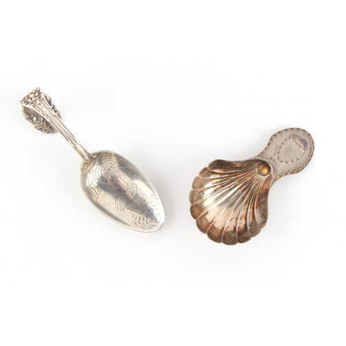 222 - Property of a gentleman - a George III silver caddy spoon, with shell bowl, George Smith & William F... 