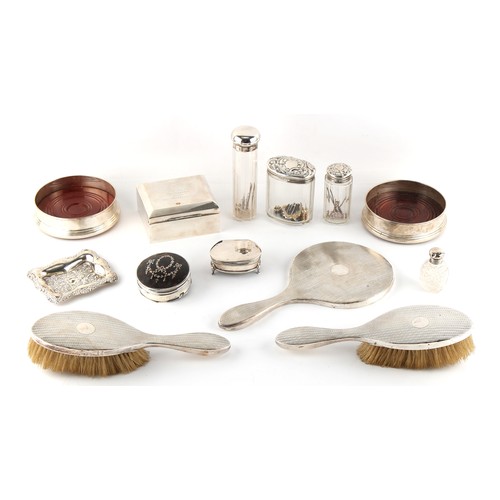 236 - Property of a lady - a quantity of assorted silver mounted items including a pair of modern coasters... 