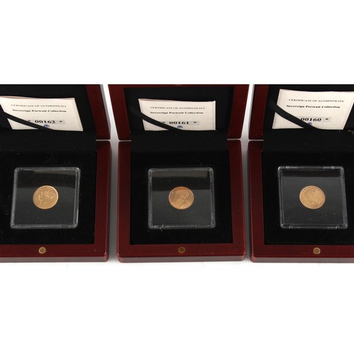 159 - Property of a gentleman - gold coins - three Queen Victoria young head gold half sovereigns, years 1... 