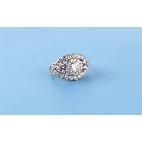 132 - An 18ct white gold diamond eye ring, the estimated total diamond weight 2.80 carats, approximately 6... 