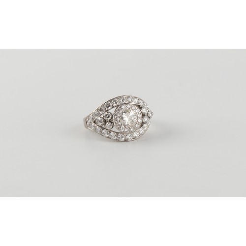 132 - An 18ct white gold diamond eye ring, the estimated total diamond weight 2.80 carats, approximately 6... 