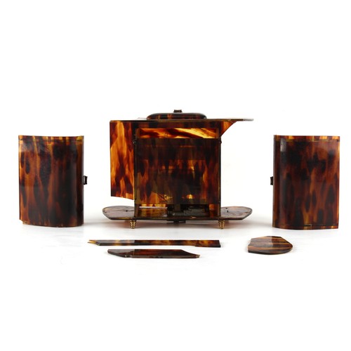 175 - Property of a gentleman - an extensively damaged early 20th century tortoiseshell cased cylinder mus... 