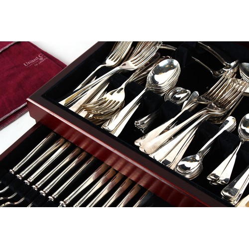 183 - Property of a lady - an extensive silver plated Old English pattern cutlery set, complete for twelve... 