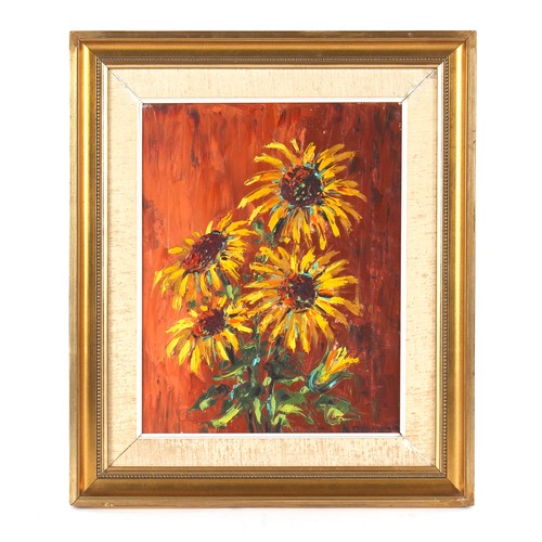 305 - Property of a deceased estate - Nancy Kominsky (1915-2011) - SUNFLOWERS - oil on canvas, 18 by 14ins... 