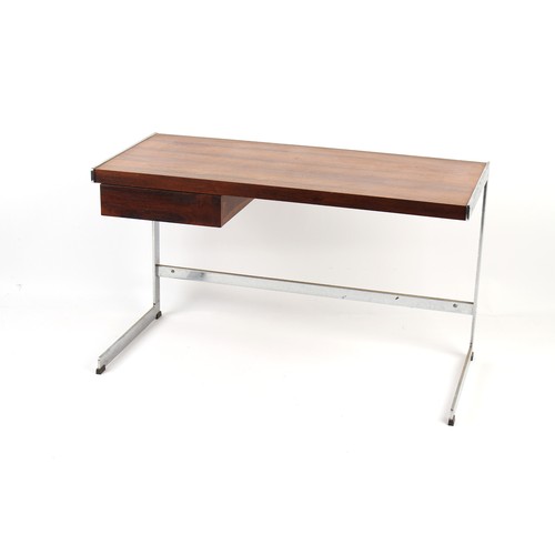 417A - Property of a lady - a Merrow Associates rosewood & chrome desk, with drawer, 48ins. (122cms.) wide.