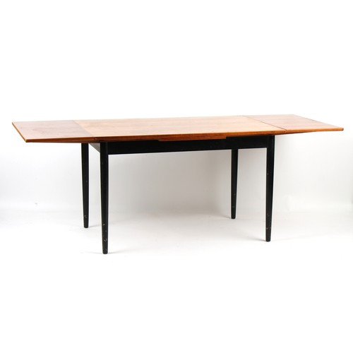 416 - Property of a deceased estate - a Danish Fastrup teak & ebonised draw-leaf extending dining table, a... 