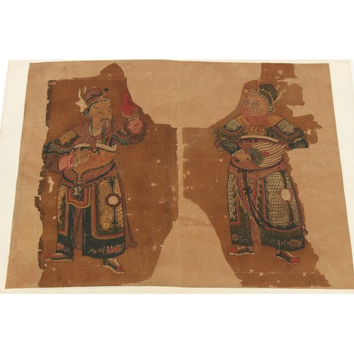 174 - Property of a deceased estate - a folio of six Chinese paintings on paper depicting guardians and de... 