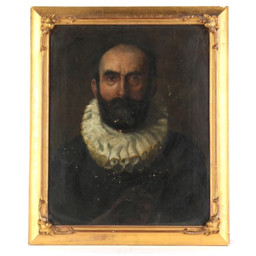 143 - Property of a gentleman - 19th century - PORTRAIT OF A GENTLEMAN WEARING A LACE RUFF - oil on canvas... 