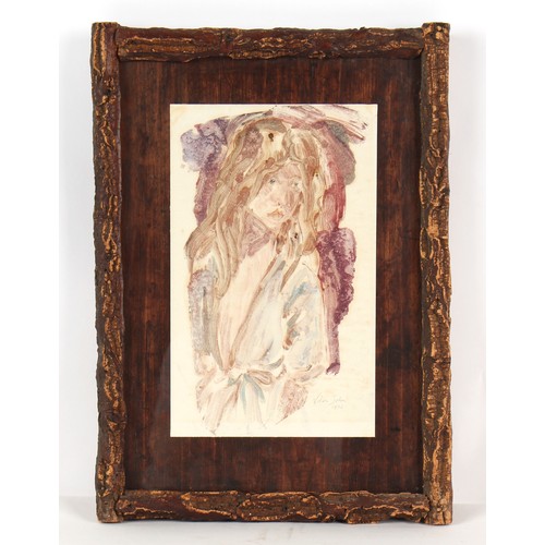 85 - Property of a lady - Vivien John (1915-1994) - PORTRAIT OF A YOUNG LADY - watercolour, 13.2 by 8.15i... 