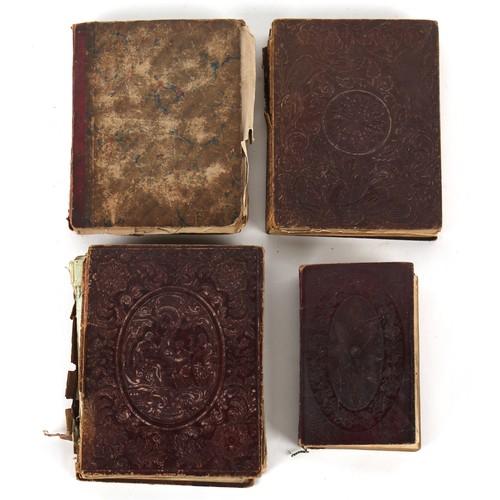 28 - Property of a gentleman - four 19th century scrap books, with manuscript poems, watercolour drawings... 