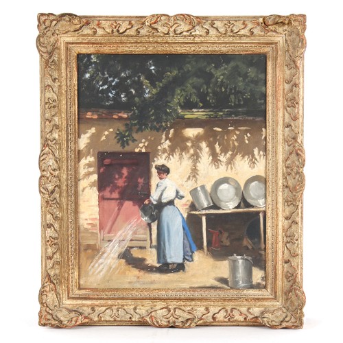 137 - Property of a lady - Fairlie Harmar (Viscountess Harberton) (1876–1945) - WASHING THE PANS - oil on ... 