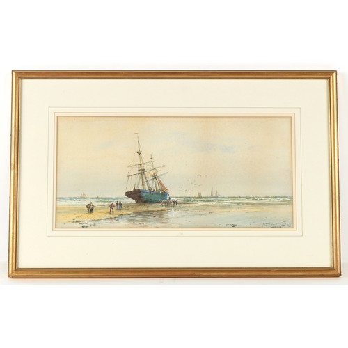 65 - Property of a gentleman - Charles Frederick Allbon (1856-1926) - 'AGROUND, WHITBY' - watercolour, 9.... 