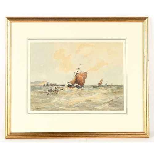 69 - Property of a gentleman - Aubrey Ramus (1895-1950) - FISHING BOATS OFF COAST - watercolour, 10.25 by... 