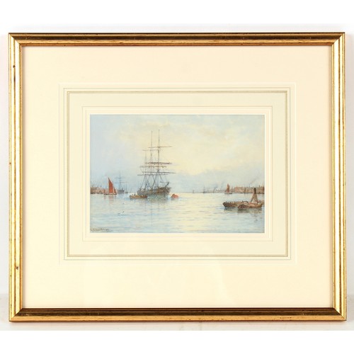 75 - Property of a lady - George Stanfield Walters (1838-1924) - 'VESSEL ON THE THAMES' - watercolour, 6.... 