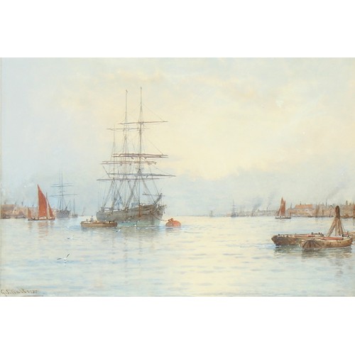 75 - Property of a lady - George Stanfield Walters (1838-1924) - 'VESSEL ON THE THAMES' - watercolour, 6.... 