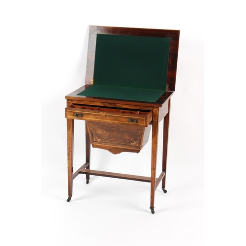 208 - Property of a gentleman - two similar Edwardian rosewood & marquetry inlaid music cabinets, each app... 