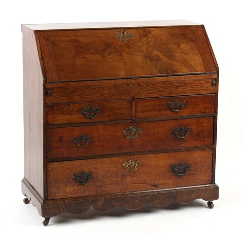 205 - Property of a gentleman - an 18th century oak fall-front bureau, the fitted interior with well, 37in... 