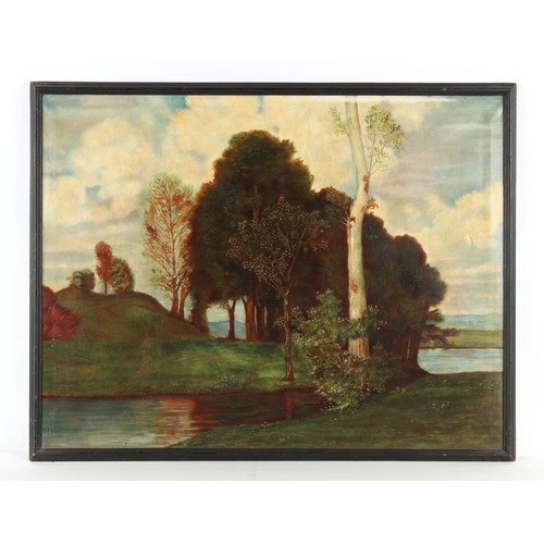 138 - Property of a lady - late 19th / early 20th century English school - RIVER LANDSCAPE WITH SILVER BIR... 