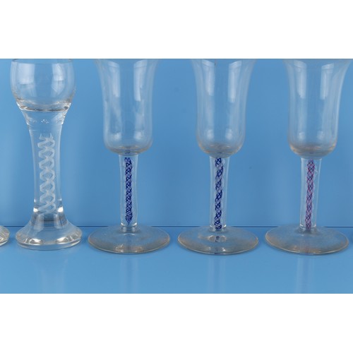 3 - Property of a gentleman - a group of five Continental coloured twist wine glasses, late 19th / early... 