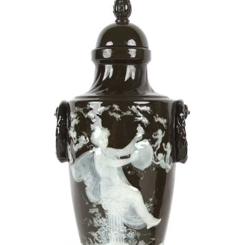 41 - Property of a deceased estate - Alboin Birks (ca.1862-1941) - a pair of Minton pate sur pate vases &... 