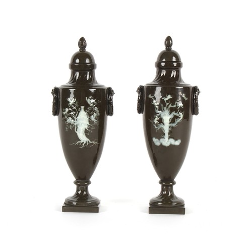 41 - Property of a deceased estate - Alboin Birks (ca.1862-1941) - a pair of Minton pate sur pate vases &... 