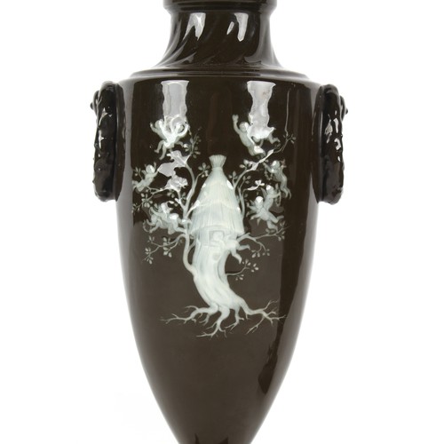 41 - Property of a deceased estate - Alboin Birks (ca.1862-1941) - a pair of Minton pate sur pate vases &... 