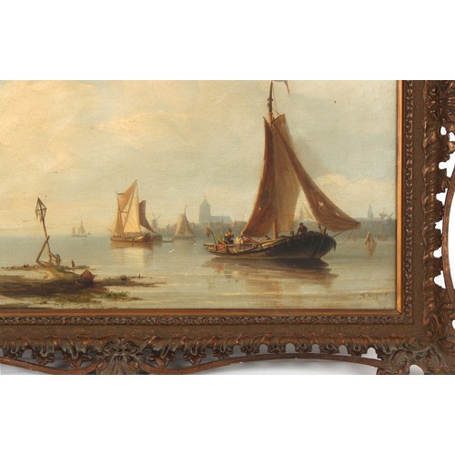 172 - Property of a deceased estate - Nicholaas Riegen (Dutch, 1827-1899) - 'FISHING BOATS', A DUTCH ESTUA... 