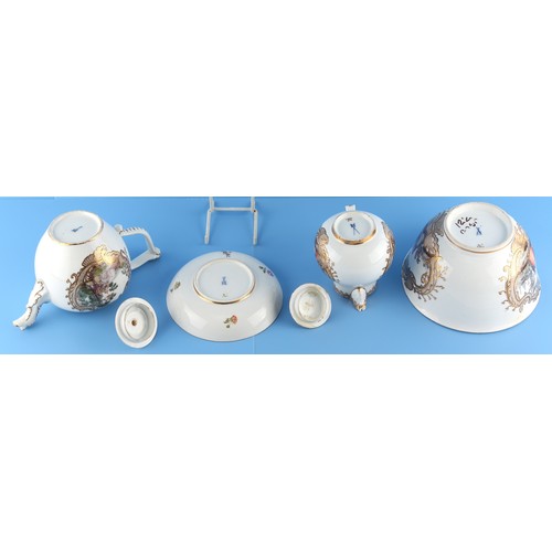 64 - Property of a deceased estate - a Meissen part tea service, circa 1735, comprising a bullet shaped t... 