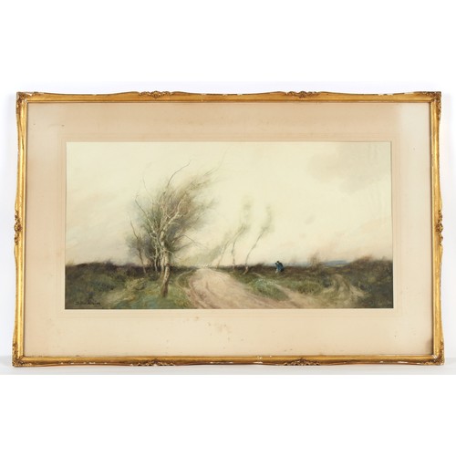 114 - Property of a lady - William Tatton Winter R.B.A. (1855-1928) - FIGURES ON A WINDSWEPT COUNTRY LANE ... 