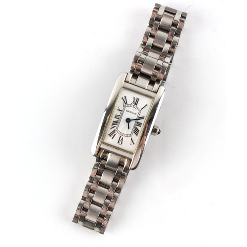 3 - Property of a gentleman - a lady's tank francaise type stainless steel cased wristwatch, 20mm wide e... 