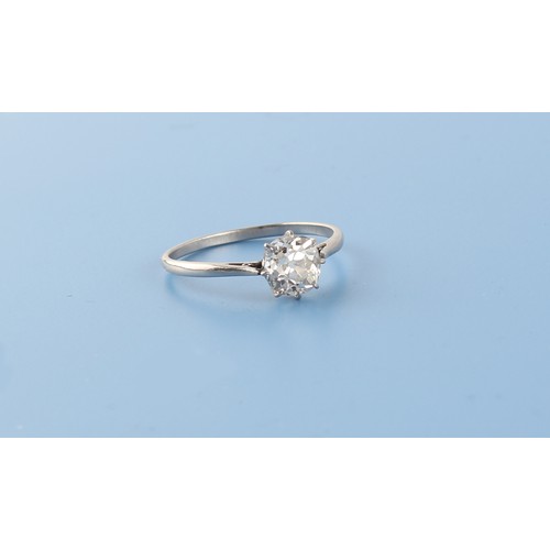 168 - Property of a deceased estate - an early 20th century platinum diamond single stone ring, the Old Eu... 