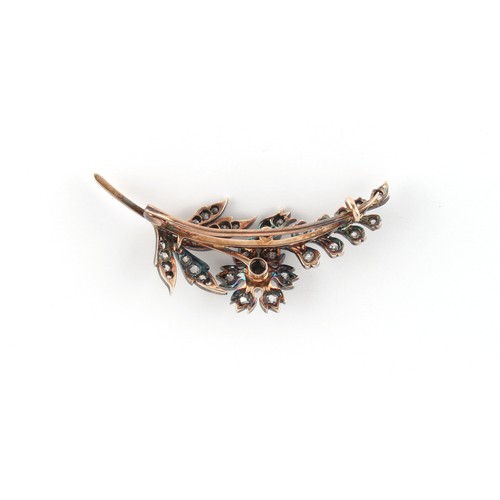 164 - A late Victorian diamond set floral spray brooch, the old cut diamonds weighing a total of approxima... 