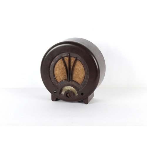 296 - Property of a deceased estate - an Art Deco Ekco circular bakelite cased radio, All-Electric Radio T... 