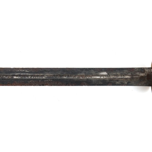 279 - A late 18th century double edged infantry sword, engraved 'THOMAS GILL BIRMINGHAM 1794' and 'WARRANT... 