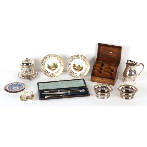 378 - Property of a lady - a mixed lot including a Victorian walnut stationery box, 9.4ins. (23.9cms.) wid... 