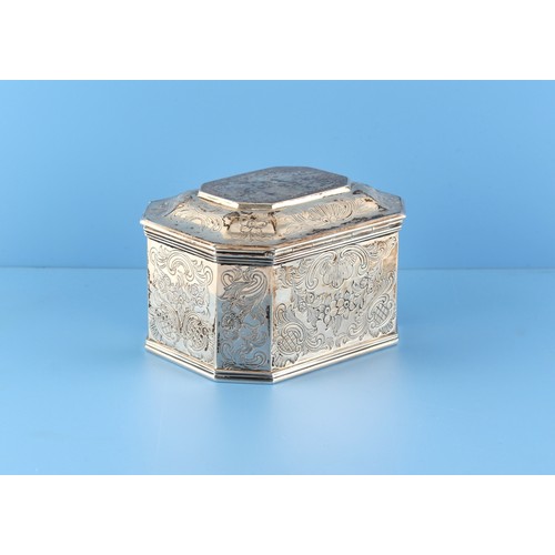 239 - Property of a gentleman - an early 20th century silver octagonal tea caddy, with gilt interior, with... 