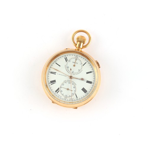 17 - Property of a gentleman - an early 20th century 18ct gold chronograph pocket watch, with Swiss keyle... 