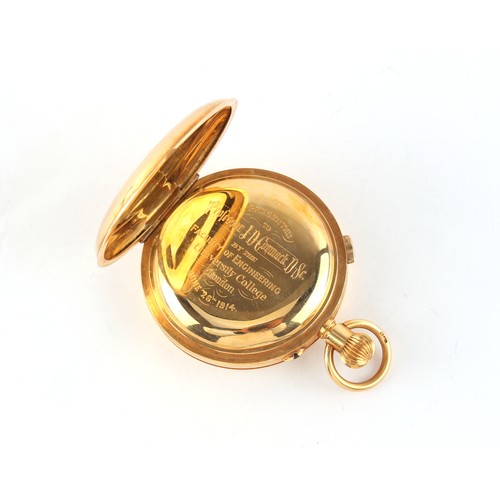 17 - Property of a gentleman - an early 20th century 18ct gold chronograph pocket watch, with Swiss keyle... 