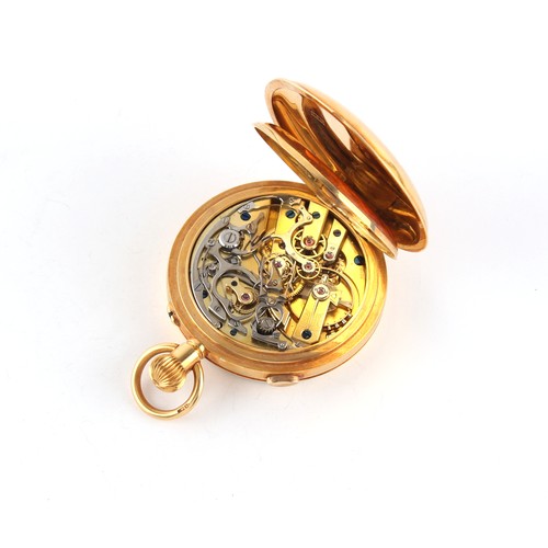 17 - Property of a gentleman - an early 20th century 18ct gold chronograph pocket watch, with Swiss keyle... 