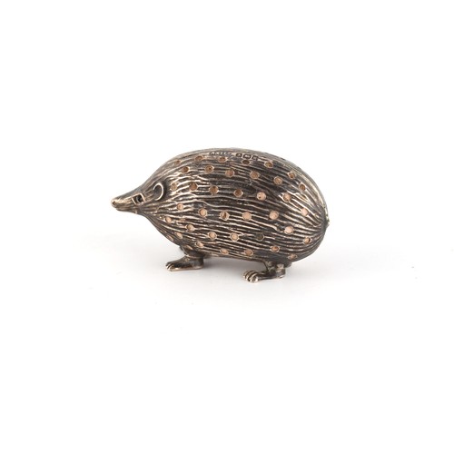 188 - Property of a deceased estate - an Edwardian novelty silver pin cushion modelled as a Hedgehog, Adie... 