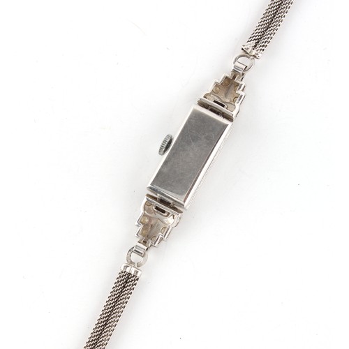 3 - Property of a deceased estate - a lady's diamond set 9ct white gold cocktail watch with 9ct white go... 