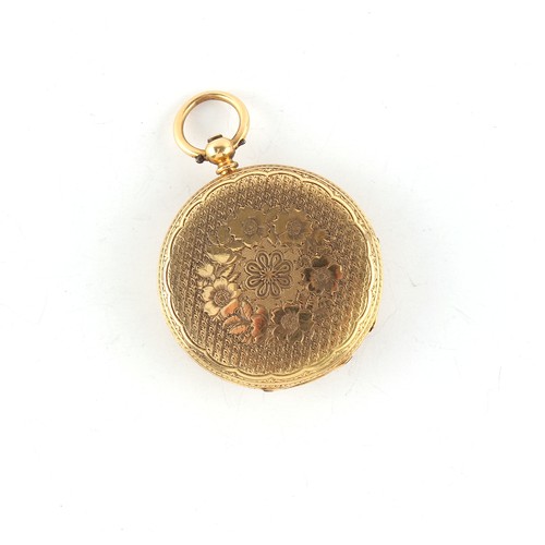 11 - Property of a gentleman - a late 19th century 18ct gold fob watch, key wind, 33mm diameter, approxim... 