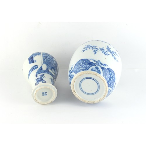 257 - Property of a gentleman - two late 19th century Chinese blue & white porcelain vases, the baluster v... 