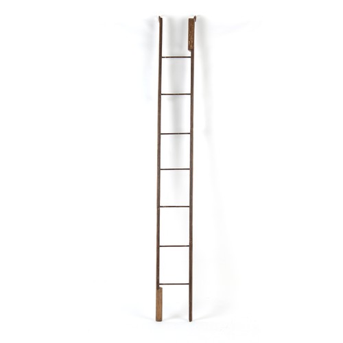 351 - A 19th century beechwood folding ladder, old evidence of woodworm, 36ins. (91.5cms.) long (folded), ... 