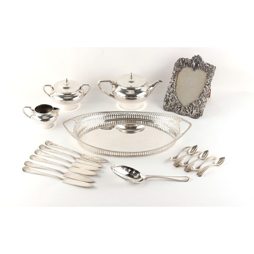 231 - Property of a lady - a quantity of Dutch silver items including a marquise shaped tray and a three-p... 