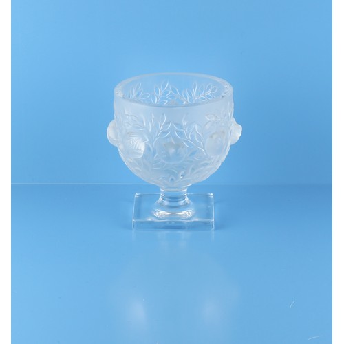 303 - Property of a deceased estate - a Lalique clear & frosted glass pedestal bowl, decorated in relief w... 