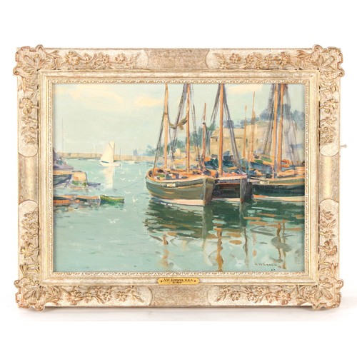 229 - Property of a lady - Augustus William Enness R.B.A. (1876-1948) - BRIXHAM HARBOUR - oil on board, 11... 