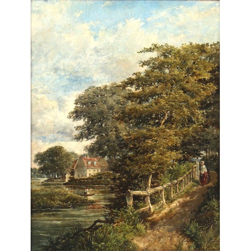 237 - Property of a deceased estate - W. Allen (?) (late 19th / early 20th century) - RIVER SCENE WITH FIG... 