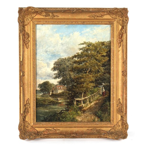 237 - Property of a deceased estate - W. Allen (?) (late 19th / early 20th century) - RIVER SCENE WITH FIG... 