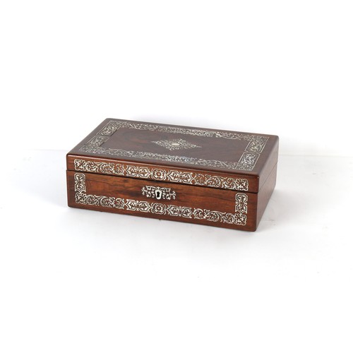 283 - Property of a lady - a Victorian rosewood & mother-of-pearl inlaid writing slope, with fitted interi... 